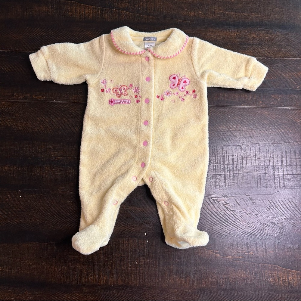 Vintage  Carter's Cream and Pink Footie One Piece